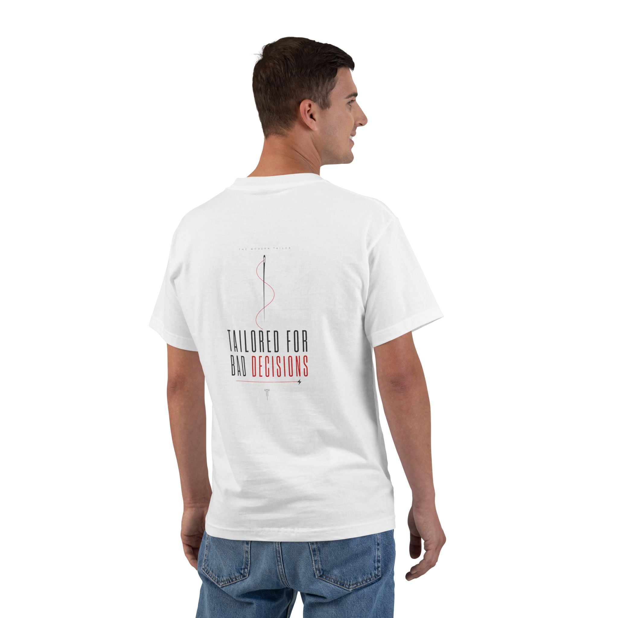 Tailored For Bad Decisions T-Shirt Funny Graphic Tee for Young Adults