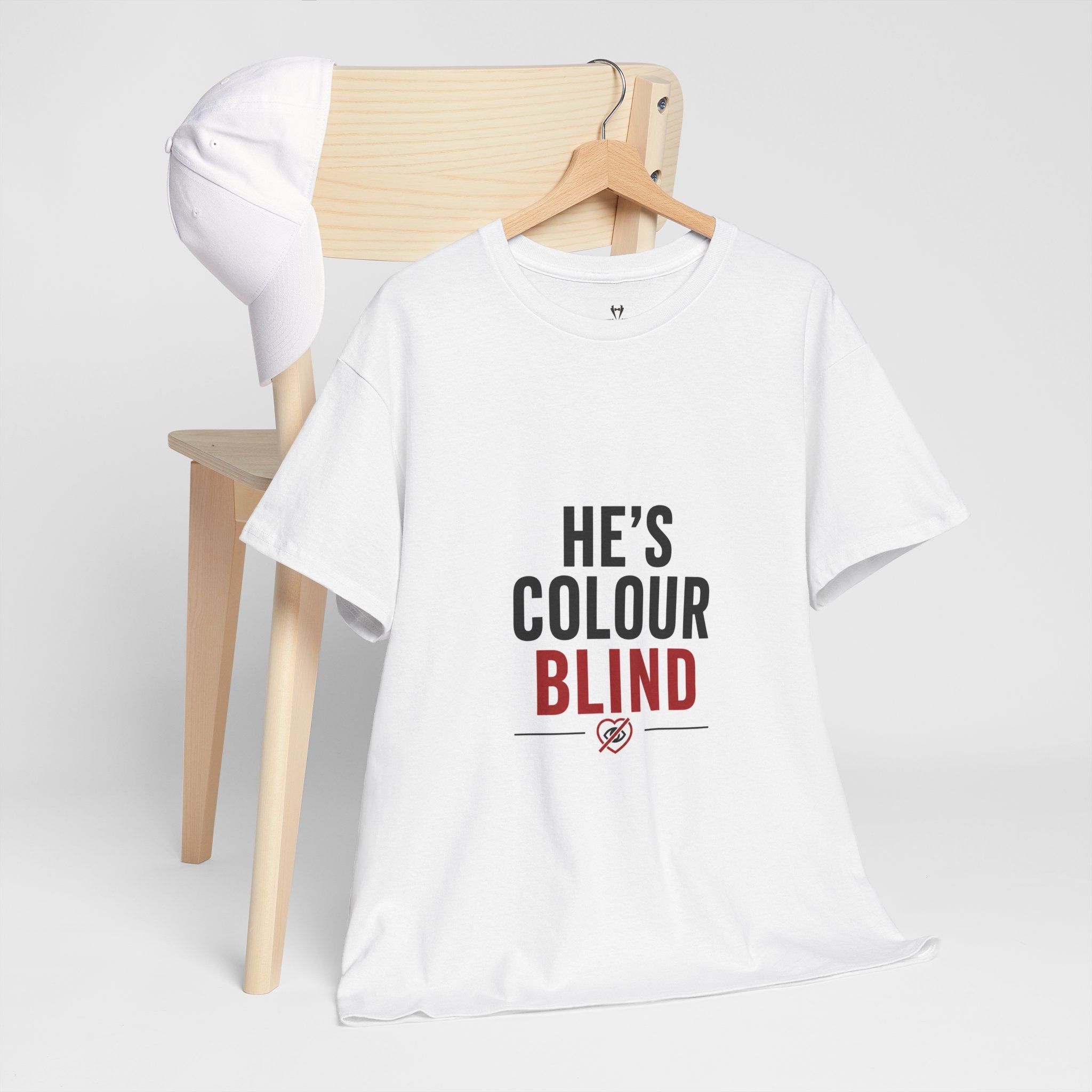 He's Colour Blind T-Shirt — Funny Graphic Tee for Couples & Pride Awareness