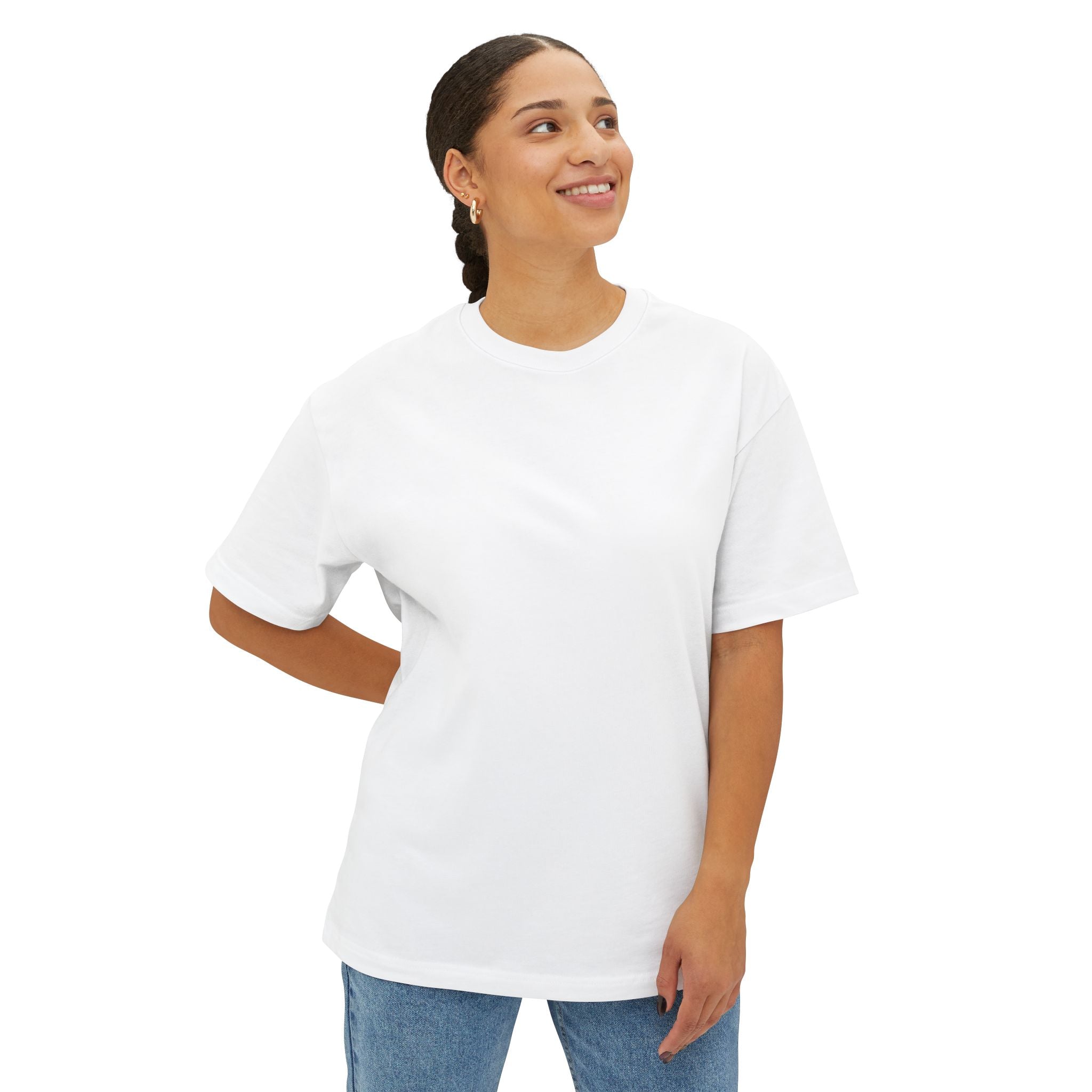 Oversized Boxy Tee Minimal White Crewneck Unisex T-Shirt